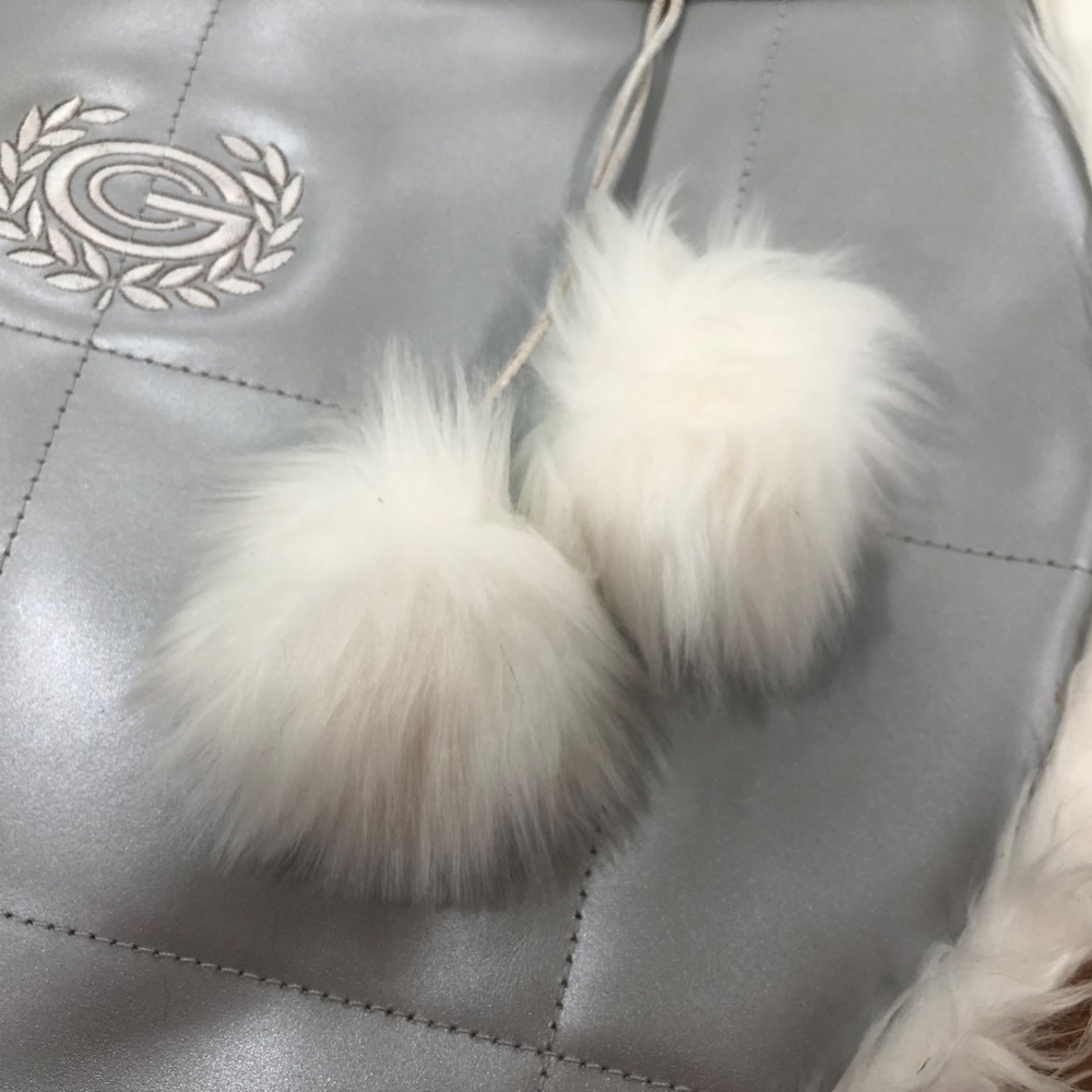 NWT Adidas Originals Carlo Gruber women’s silver purse handbag faux fur trim - Picture 3 of 6